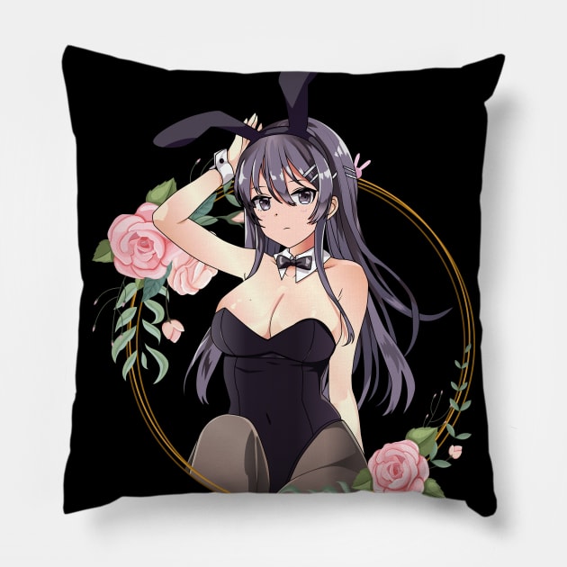 Bunny girl senpai - Mai Sakurajima Pillow by Hala Art