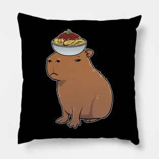 Capybara with Spaghetti Bolognese on its head Pillow