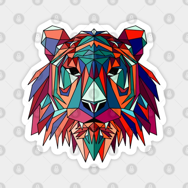 geometric wolf head Magnet by Mako Design 