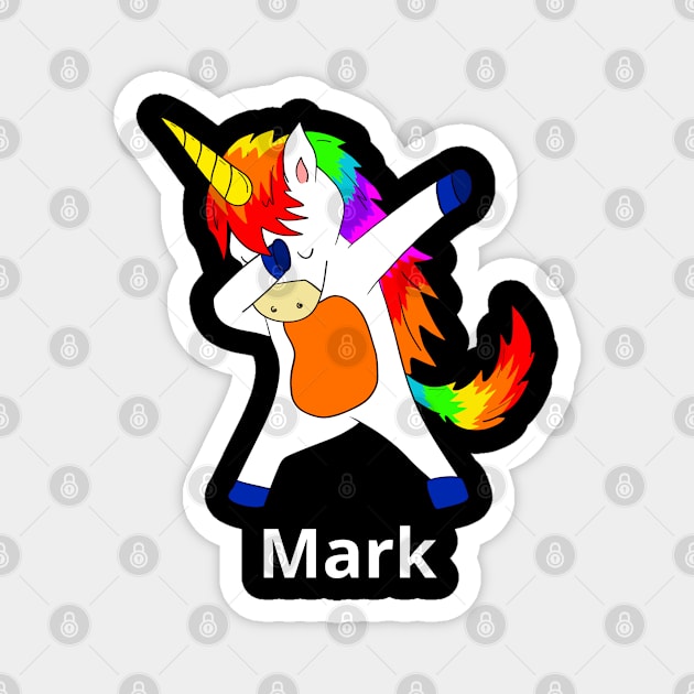 Mark First Name Personalized Dabbing Unicorn Magnet by chuhe86