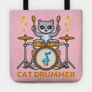 Cat Playing Drums Tote