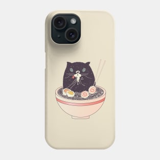 Bowl of ramen and black cat Phone Case