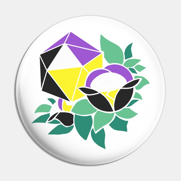 Pretty Poly Rose Nonbinary Pride Pin by thedicegoddess