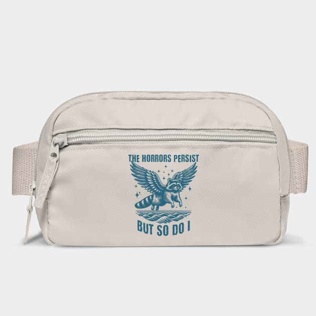 Flying Raccoon The Horrors Persist But So Do I, vintage design by Luxinda