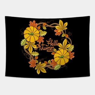 Hello Autumn - Wreath Tapestry