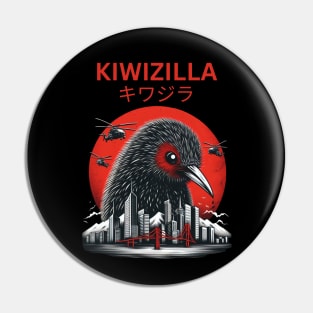 Kiwizilla Funny Kiwi Bird New Zealand Bird Lovers Pin