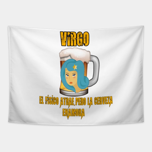 Fun design for lovers of beer and good liquor. Virgo sign Tapestry by Cervezas del Zodiaco