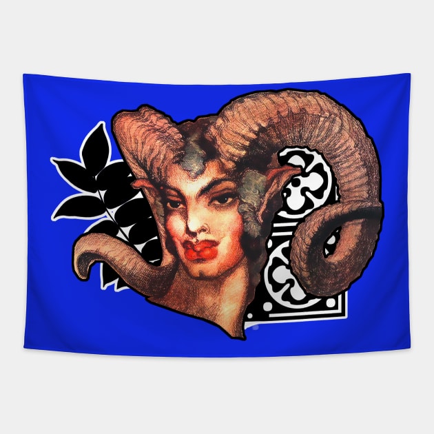 Malicious satyr being a faun in the eye Tapestry by Marccelus