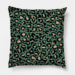 Leopard Pattern in Oatmeal on Rosemary Green Pillow