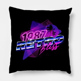 Retrowave Sun Palm Trees Pillow