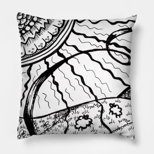 Ink drawing - Tangle Sheep Pasture Pillow