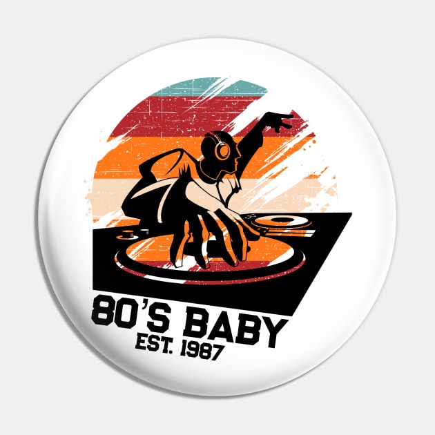 80's Baby Retro Music DJ Gift Pin by TheAparrelPub