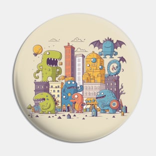 Monster in da City Doodle 1 Pin