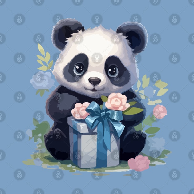 Cute Panda with gifts by CatCoconut-Art