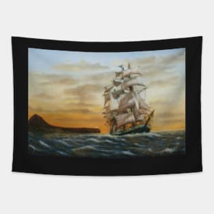 SQUARE RIGGED SHIP LEAVING JAVEA SPAIN Tapestry