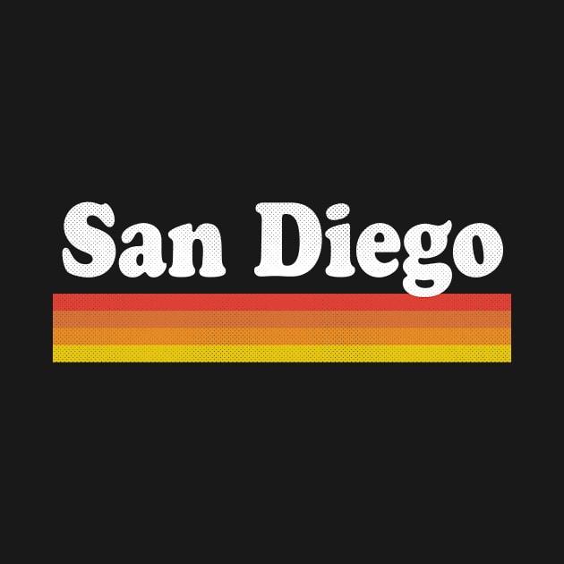 San Diego, California - CA Retro Sunset and Text by thepatriotshop