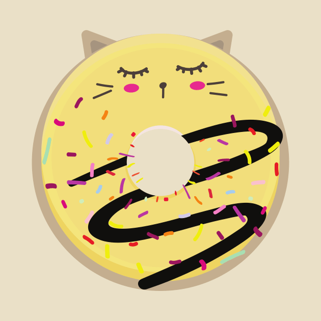 Sleeping Yellow Blushing Cat donut by InkyArt