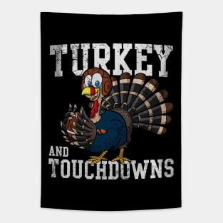 Thanksgiving Football Turkey And Touchdowns Tapestry