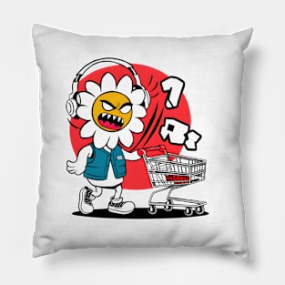 Angry Grocery Flower Cartoon Pillow