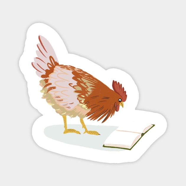 Chicken Reading Magnet by Das Brooklyn