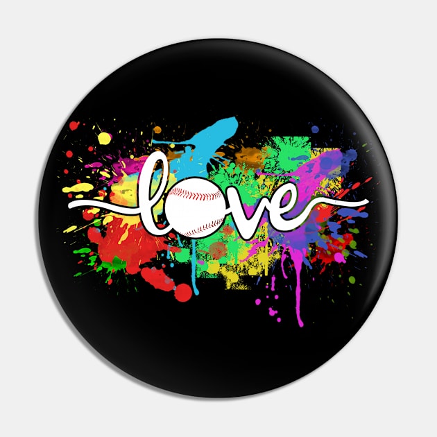 Baseball Love Colorful Typography Art Pin by mohazain