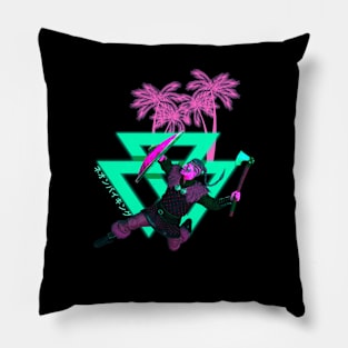 Neon Viking Vaporwave Aesthetic Ragnar Pillow