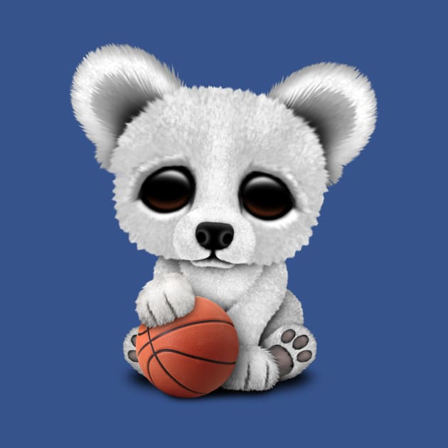 Cute Baby Polar Bear Playing With Basketball by jeffbartels