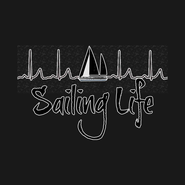 Sailing Life ECG Rhythm Sailboat on Front by The Azimuth Adventure