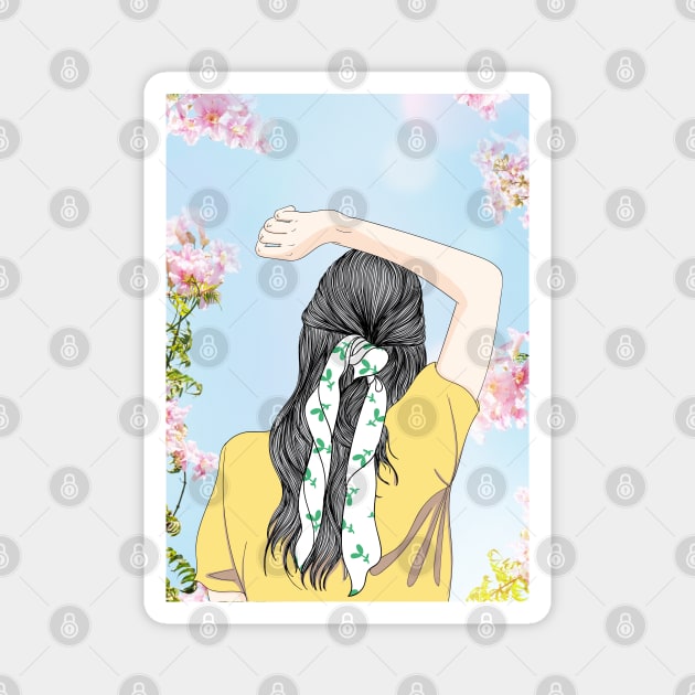 Bandana Girl Arm On Head Magnet by The WYLD Tribe
