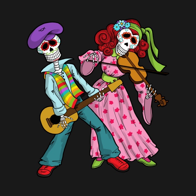 Sugar Skull Skeleton Musicians by StacysCellar