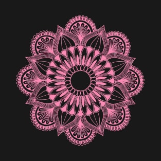 Flower Mandala (light pink on black) T-Shirt