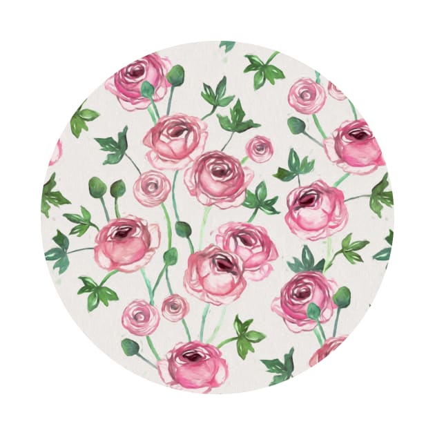 Painted Pink Ranunculus Pattern by micklyn