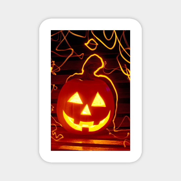 Carved pumpkin smiling Magnet by photogarry