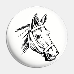 Horse Head Drawing Retro Vintage Pin