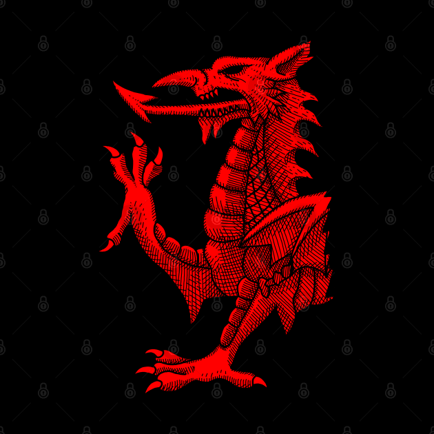 Welsh Dragon - Red Hatching by GAz