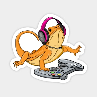 Bearded Dragon Headphones Video Game Magnet