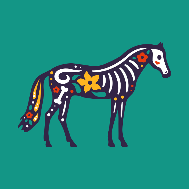 Colorful Day of the Dead Horse | Dia de los Muertos Animals by SLAG_Creative