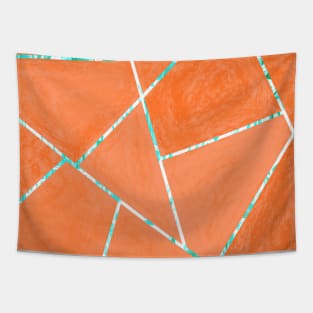 Orange Tile Pattern Tapestry