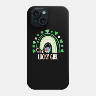 Tie Dye Rainbow Happy St Patricks Day One Lucky Girl Shamrock Phone Case