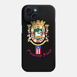 Coat of Arms for Puerto Rico- Red Lettering Phone Case