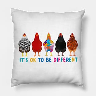 It's Ok To Be Different Cute Chickens Autism Awareness Pillow