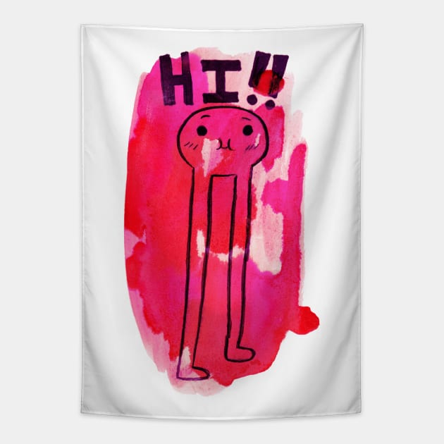 HI!! Tall Little Monster Watercolor Tapestry by saradaboru