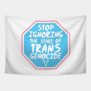 Ignoring Trans Genocide - Trans Rights Sticker - Blue Tapestry