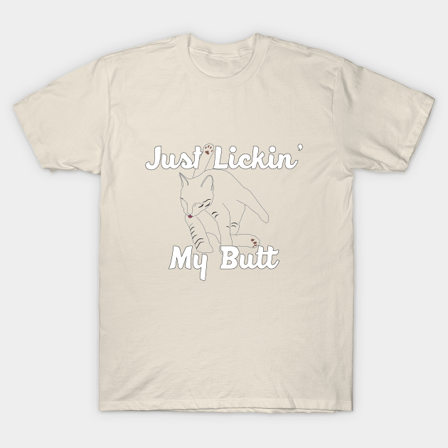 cat licking itself t shirt