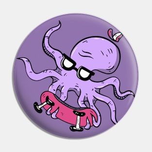 Cool Skating Octopus Pin