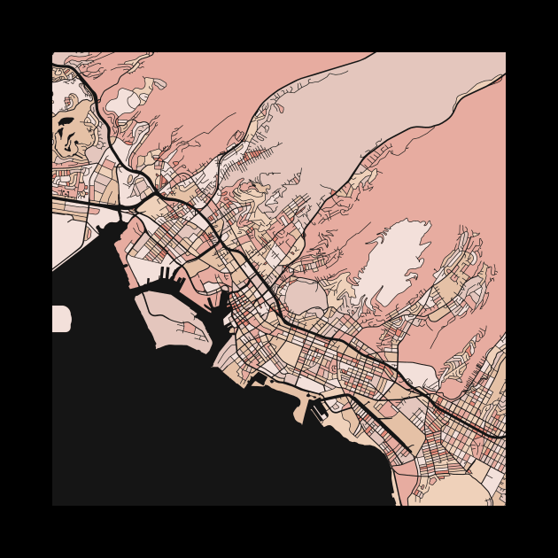 Honolulu Map Pattern in Soft Pink Pastels by PatternMaps