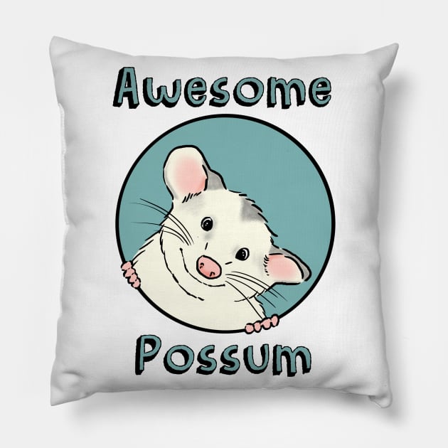 Awesome Possum, Cute Opossum, Cartoon Possum Pillow by sockdogs