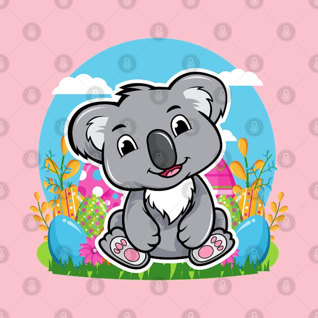 Happy Baby Koala with Colorful Easter Eggs by MzM2U