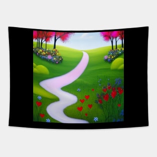 Valentine Wall Art - Hearts growing along the way - Unique Valentine Fantasy Planet Landsape - Photo print, canvas, artboard print, Canvas Print and T shirt Tapestry