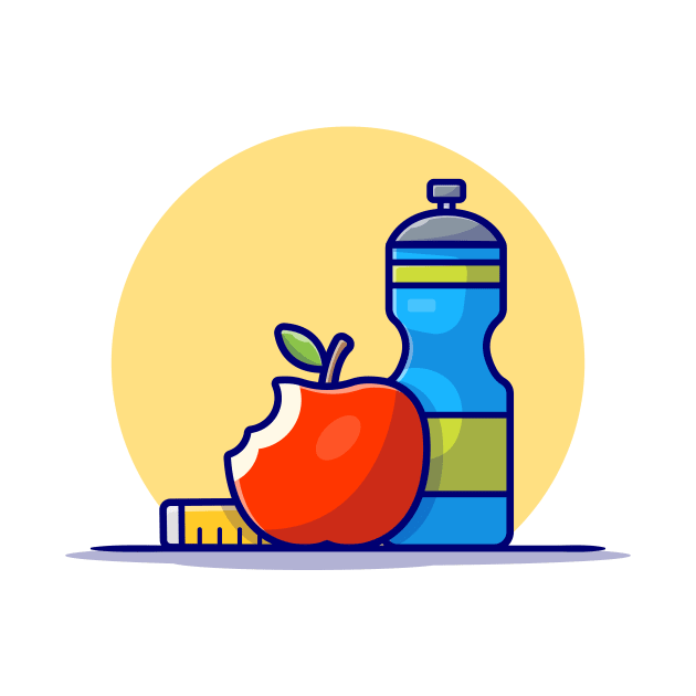 Apple, Bottle And Body Meter Cartoon Vector Icon Illustration by Catalyst Labs